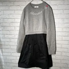 ALGY ワンピース グレー/ブラック　150サイズ お出かけ　オシャレ