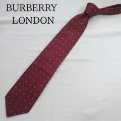バーバリーロンドン ネクタイ ワインレッド 小紋柄 シルク 日本製【n5869】
