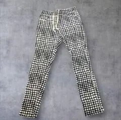 u*2様 ブラックホワイト 格子模様 デザインパンツ