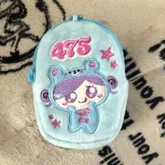 しなこ475刺繍入り ミニボアポーチ 水色　しなくま