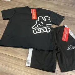 新品タグ付Kappa ブラック 上下セット Tシャツ150 パンツ140