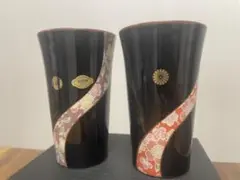 有田焼 波型花柄 フリーカップ 2個セット　京友禅　ペア　皇室