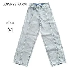 ローリーズファーム フリンジ デニム ワイドパンツ Mサイズ ライトブルー 美品
