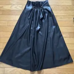 ブラック フレアスカート 合成皮革