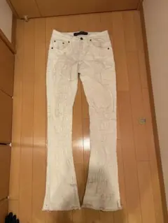 VALABASAS ヤンパト着用 希少 ホワイト ダメージ フレアデニム 29 VALABASAS ヤンパト着用 希少 ホワイト ダメージ フレアデニム 29