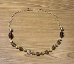 ブラウン系ビーズネックレス