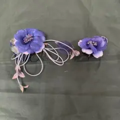 フラメンコ用紫の花ヘアアクセサリーセット