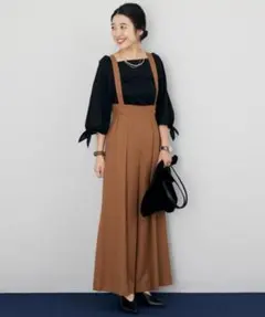 green label relaxingサスペンダーハイウエストワイドパンツ36のサムネイル