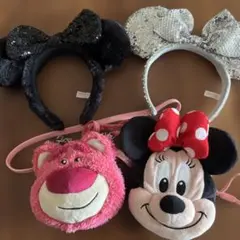 ミニーマウス・ロッツォ カチューシャ、ポーチセット