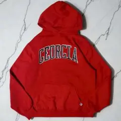 80s USA製 ラッセル GEORGIA フロントロゴ パーカー M 赤
