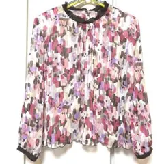 ★新品★ミゼール LL シアーブラウス ピンク系 透け感 長袖 涼しげフェミニンのサムネイル