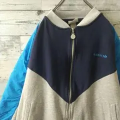希少☆80s アディダス 刺繍 異素材切替 スウェット トラックジャケット
