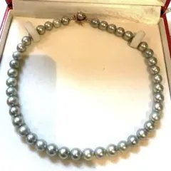 k14YG天然南洋グレー真珠パール大粒ネックレス