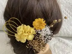 髪飾り　イエロー 白 金 D-127 卒業式髪飾り　結婚式髪飾り　前撮り