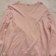 ピンク 長袖ニットセーター