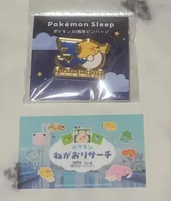 ポケモンスリープ ピンバッジ ピカチュウ + ねがおリサーチステッカー