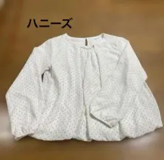 ハニーズ GLACIER ドット柄 長袖ブラウス パール付き