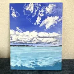 原画 油彩画「近所の風景 高速と空」絵画・サムホールサイズ（16×23