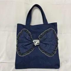 【新品】デニムリボントートバッグ　ハンドメイド