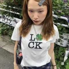 匿名配送　半袖 Tシャツ ホワイト nugu LUCK クローバー ロゴ