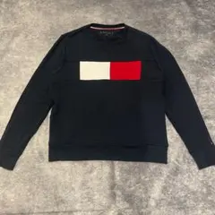 【Tommy Hilfiger】ロゴスウェット クルーネック 長袖 M ブラック