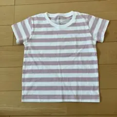 未使用　無印　MUJI ボーダーTシャツ 100cm ピンクのサムネイル