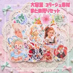 大容量コラージュ素材レトロアニマルレトロガールステッカーおすそ分けファイルなどに