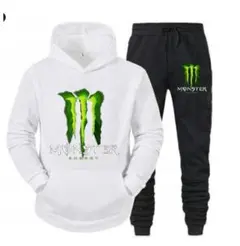 MONSTER モンスターエナジー フード付き パーカー 上下 ホワイト XL
