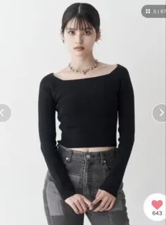 【MURUA】ベーシックリブニット BLACK