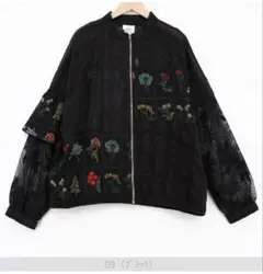 【scolar】花柄×シャツレース異素材シアーブルゾンのサムネイル
