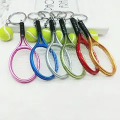 テニスラケット キーホルダー 6色セット ボール テニス部 お揃い 可愛い