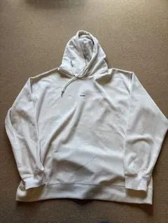ベロア生地 ホワイト フード付きパーカー Lサイズ
