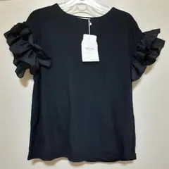 しまむら mysa closet フリル袖 Tシャツ ブラック L