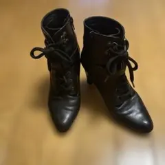 革 編み上げブーツ 黒22.5cm tozoo