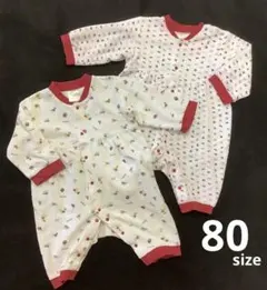 男の子　女の子　80 ロンパース　カバーオール　長袖　赤色　秋　冬　まとめ売り