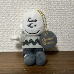 USJ　スヌーピー　チャーリーブラウン　ぬいぐるみキーホルダー　モノクロ