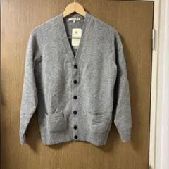 タグ付未使用オールドユニクロメンズラムVネックカーディガン　グレー