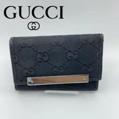 G254 GUCCI グッチ 6連キーケース GGキャンバス ブラック 黒