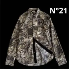 ヌメロヴェントゥーノN°21 総柄シャツ ジャングル柄 スタッズ襟 