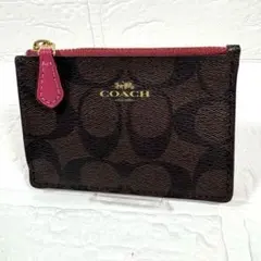 COACH コインケース パスケース ブラウン/ピンク