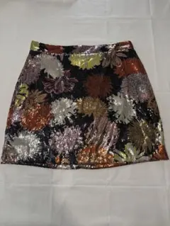 ZARA BASIC フラワー柄スパンコールミニスカート M