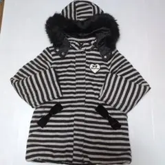 130★メゾピアノ★ベロアリボン付き！フード付き中綿入りコート★