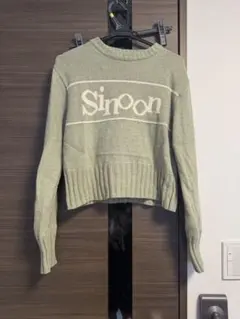 9末で破棄予定❗️SINOON シヌン ロゴニット オリーブグリーン FREE