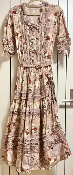 超美品】ワンダフルワールド 小花柄ハートパッチワークワンピース レア 