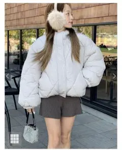 【GRL】フード付きキルティングショート丈ダウンジャケット