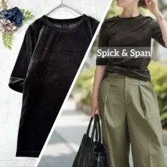 美品☆スピック＆スパン　ベロアハーフスリーブプルオーバー　ブラウン　Tシャツ