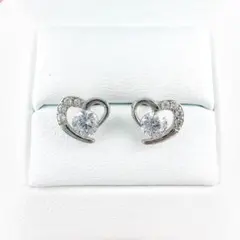 G017 ピアス　モアサナイト　オープンハート　プラチナ　一粒ダイヤモンド　高級