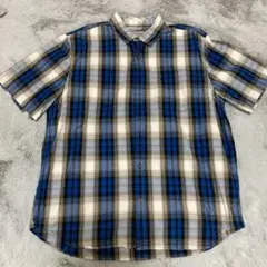 値下げ　Carhartt 半袖シャツ XL 青茶チェック