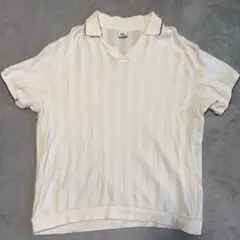 ZARA ホワイトベージュ Vネック ポロシャツ L