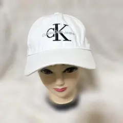 【Calvin Klein Jeans】 ホワイトキャップ 帽子 プリントロゴ